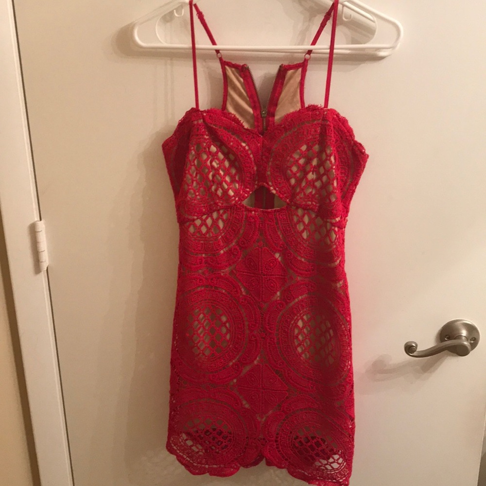 Red lace and nude dress size small